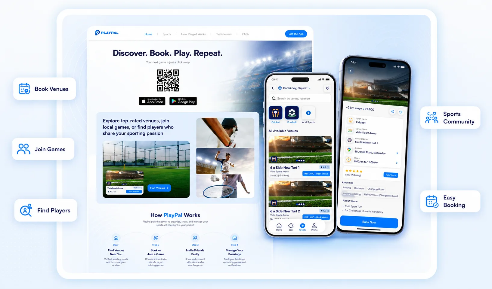 PlayPal sports ground booking platform portfolio preview